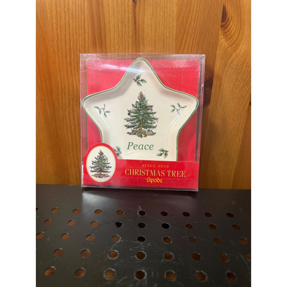 Spode Christmas Tree Peace Star Tray 5" Candy Dish Trinket Plate w/ Box